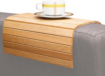 Houten Armsteunbak - Bijzettafel Bank - Drankjes Plaatsen - Opvouwbaar Ontwerp - Niet gespecificeerd - Houtkleurig