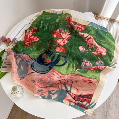 Zijden sjaal-stijl zijden sjaal voor dames - Kleurblokkenprint - Fris en delicaat - Decoratieve shawl over shirts-SJ0259 Benut je gevoel voor mode optimaal!