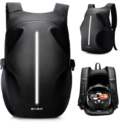 Motorrugzak voor Heren 40L Waterdicht Lichtgewicht Helmrugzak met Reflecterende Strip, Motoraccessoires, Schooltas Large