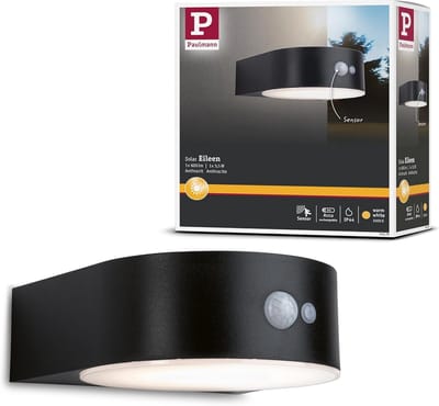 LED Solarmuurlamp met Bewegingsmelder - Zwart - 5,5W - 300 lumen - 3000K - IP44 - Kabelloos