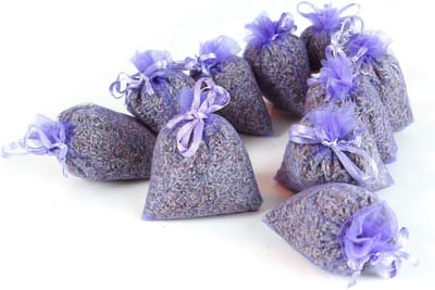 Thijox - 10 x Lavendelzakken met Biologische Lavendelbloemen, Geurige Organza Zakjes, 100g, Perfect voor Slaapkamer, Kasten, Feest, Tuin en Geschenken