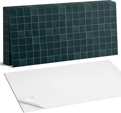 Coloray Plaktegels - Geometrisch tegelpatroon Wandtegel Zelfklevend - 60 cm x 30 cm - Zwart Plaktegels - 6 stuks - Rechthoek PVC Tegels - Plaktegels Keuken - Zelfklevende Vloertegels Badkamer - Vinyl Tegels Zelfklevend - Zelfklevende Wandtegels
