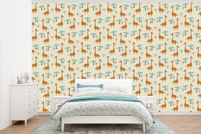 Behang - Fotobehang Giraffe - Dieren - Patronen - Breedte 345 cm x hoogte 220 cm