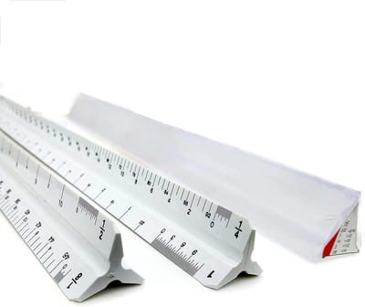 Schaal Liniaal - Driehoek Liniaal - Technische Tekening - 12 Inch Formaat - 335 cm Lengte - Wit