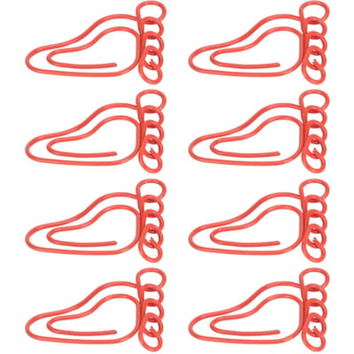 Lot de 100 trombones antidérapants en forme de pied, mignons et portables, pour marque-page, documents de bureau et fichiers rouge