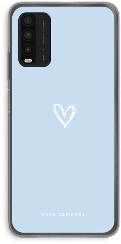 Case Company® - Hoesje geschikt voor Xiaomi Redmi 9T hoesje - Klein Hart Blauw - Soft Cover Telefoonhoesje - Bescherming aan alle Kanten en Schermrand