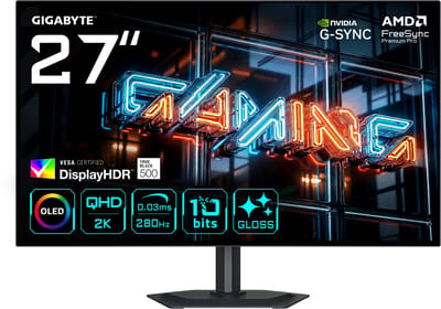 GIGABYTE MO27Q28GR - 2K QHD WOLED Gaming Monitor - 280Hz - 27 Inch