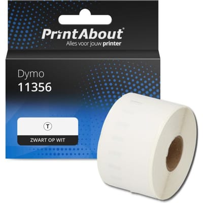 PrintAbout huismerk Etiket 11356 Zwart op wit (41 mm x 89  mm) Geschikt voor Dymo