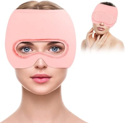 Koelmasker Hoed voor Hoofdpijnverlichting - Gel Cap met Koelende Pads voor Migraine en Opgezette Ogen (Roze)
