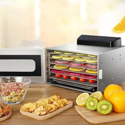Voedsel Droger - Voedsel Drogen - Gezonde Snacks Maken - 6 RVS Lades - 30-90 Graden - Zilver
