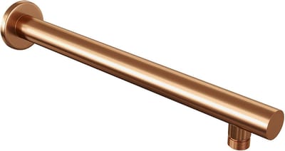 Brauer Copper Carving thermostatische inbouw regendouche met drukknoppen SET 56 met 30 cm douchekop en rechte muurarm en 3-standen handdouche en doucheslang en wandaansluitbocht koper geborsteld PVD
