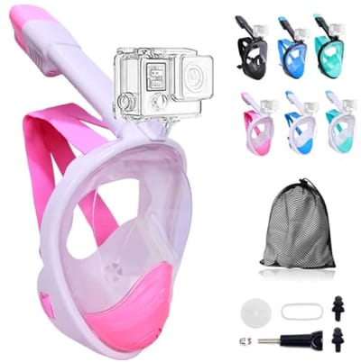 Opvouwbaar Snorkelmasker met 180 Graden Gezichtsveld en Camerahouder voor Volwassenen en Kinderen
