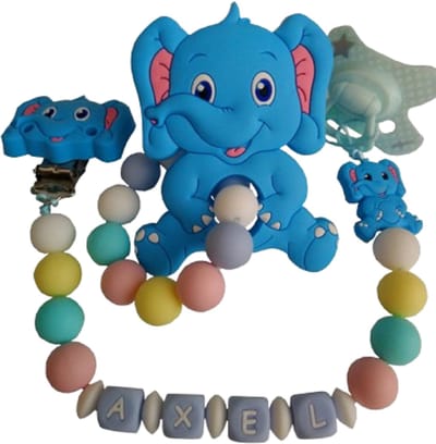 Siliconen Tutkoord & bijtring set - olifant