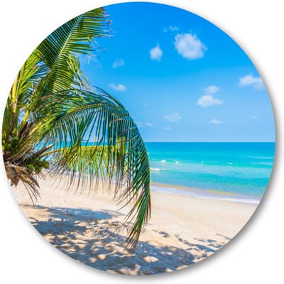 Tropisch strand met palmboom - Muurcirkel Forex 40cm - Wandcirkel voor binnen - Natuur