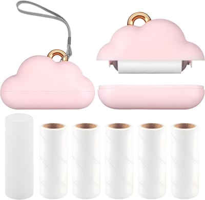 Mini-pluizenroller - Herbruikbare pluizenroller - Reispluizenroller - Wordt geleverd met 1 wasbare herbruikbare kern en 150 wegwerpbare kleefvellen - Draagbare pluizenroller - voor het verwijderen van kleding en dierenhaar - Roze