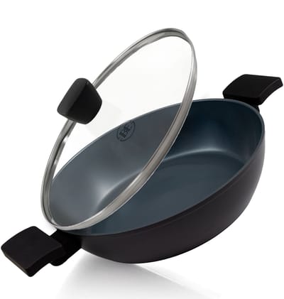 BE Living Hapjespan met Deksel - Ø 28 cm - Sauteerpan - Keramische Braadpan - Inductie Pan - PFAS Vrij Anti Aanbak - Delight series
