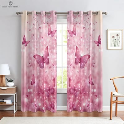 Eenhoorn Regenboog Print Gordijnen voor Kinderen, Slaapkamer, Woonkamer, Keuken, Huisdecoratie, Kan Worden Aangepast Hoge Kwaliteit Q9185QQ-W70xH100(CM)x2PCS&Rod pocket