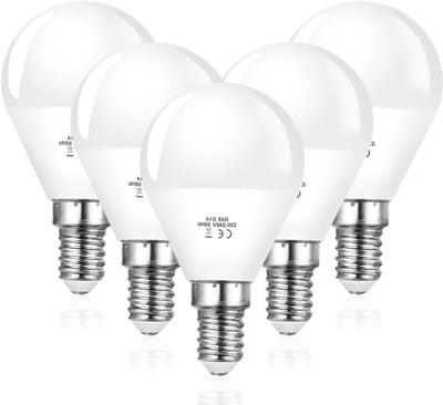 E14 Schroef LED Lampen Set van 5, 6W G45 Golfbal LED Lampen, 600 Lumen, Vervangt 40W Gloeilamp en 50W Halogeen, Koud Wit 6500K, Energiezuinige Niet Dimbare Lampen