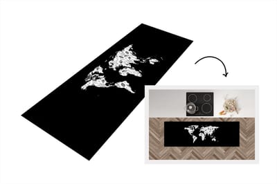 Keukenloper - Loper keuken - Wereldkaart - Bladeren - Wit - 150x50 cm - Keukenloper vinyl