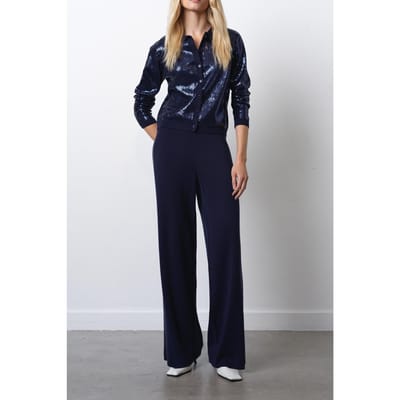 French Connection Hannah Seq Trouser Navy Maat: XL | Wijde Broeken Outlet | Dames | Blauw