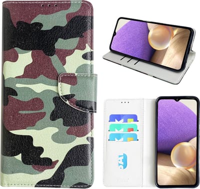 Hoesje geschikt voor Samsung Galaxy A32 5G Bookcase met camouflage print