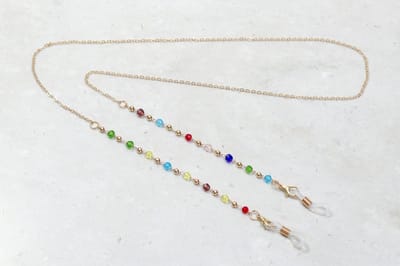 Brillenkoord goud multicolor kralen - ketting voor zonnebril/bril met kraaltjes