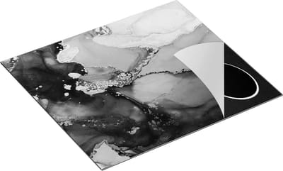 Chefcare Inductie Beschermer Abstracte Kunst - Zwart Wit - 60x50 cm - Afdekplaat Inductie - Kookplaat Beschermer - Inductie Mat