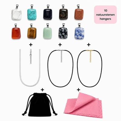 EmmyRovi – Natuursteen Hangers Set – 10 Edelstenen – Spiritualiteit – Kristallen