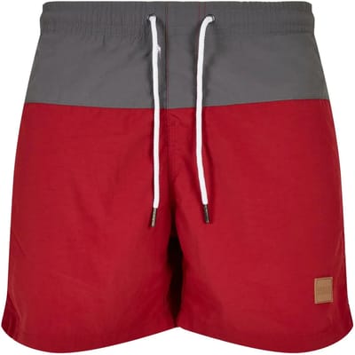 Urban Classics - Block Zwemshorts - S - Rood/Grijs