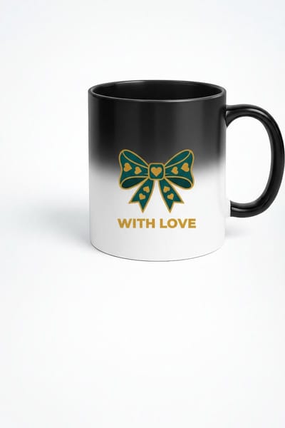 Magische Mok 'With Love' Strik & Harten - Hittegevoelige Kleurveranderende Koffiemok Cadeau