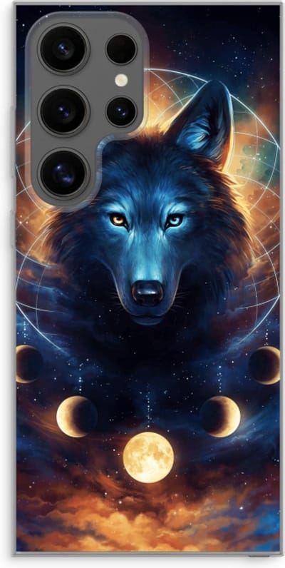 Case Company® - Hoesje geschikt voor Samsung Galaxy S24 Ultra hoesje - Wolf Dreamcatcher - Soft Cover Telefoonhoesje - Bescherming aan alle Kanten en Schermrand