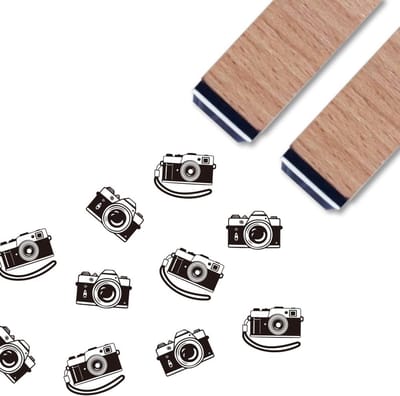 Houten rubber stempels Camera Ink Embosser voor knutselen, 6,0 x 1,5 cm Schattige kleine houten stempels set voor DIY scrapbooking benodigdheden, kaarten maken, letter, album