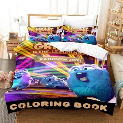 3D Print Grizzy N Lemmings Beddengoed Collectie Dekbedovertrek Dekbed Bed Collectie Quilt Hoes Kussensloop King Queen Twin Maat Jongens Meisjes US Queen 228x228cm
