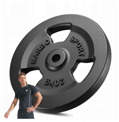 Marbo Sport - Halterschijf - Weight Plate - 20 kg - Gietijzer - Boring 31 mm - Voor krachttraining en thuisgym en Home Gym - Zwart