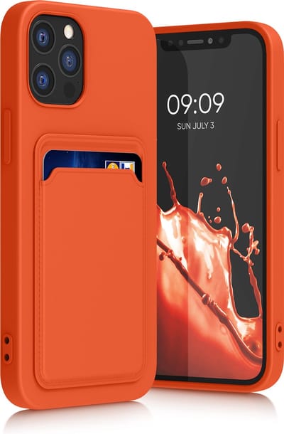 kwmobile telefoonhoesje geschikt voor Apple iPhone 12 / iPhone 12 Pro - Hoesje met pasjeshouder - TPU case in oranje