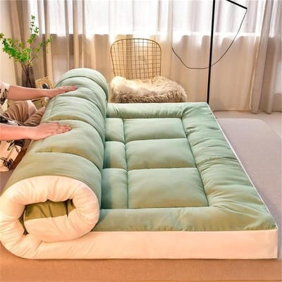 Japanse Vloermatras - Futon Matras Kamperen - Slapen en Ontspannen - Extra Dikke Vulling - 180x200 cm - Groen