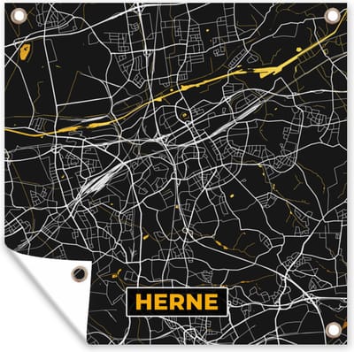 Tuin poster Herne - Stadskaart - Duitsland - Plattegrond - Goud - Kaart - 200x200 cm - Tuindoek