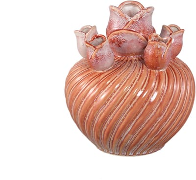 PTMD Mailia Peach Ceramic Round Tulip Vase With Swirl M