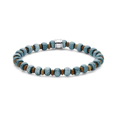 Frank 1967 - 7FB-0780 - keramiek kralenarmband heren - lichtblauw - 6 mm - 19 cm