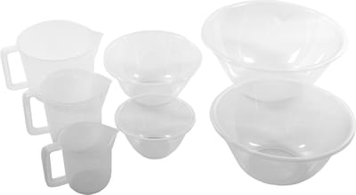 Ideale Set 4 stuks Mengkomen Transparant 7l,4l,2.3l.1l - Maatbeker 3 stuks met Handvat 0.5l,1l,2l | Beslagkommen | Keuken | keukenschalen