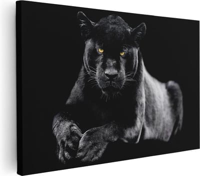 Artaza Canvas Schilderij Panter - 30x20 cm - Klein - Wanddecoratie Wilde Dieren - Muurdecoratie Woonkamer - Kamer Accessoires