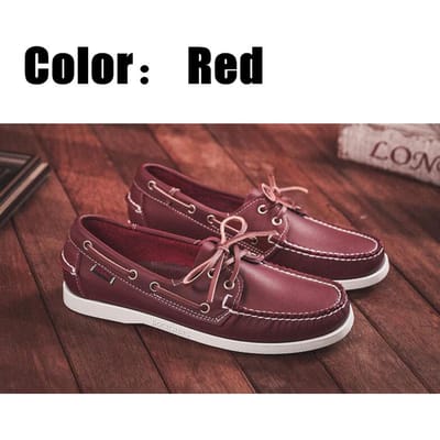 Chaussures bateau décontractées en cuir véritable pour homme et femme, mocassins plats de marque, bleu et blanc, 2022A005 40 brown