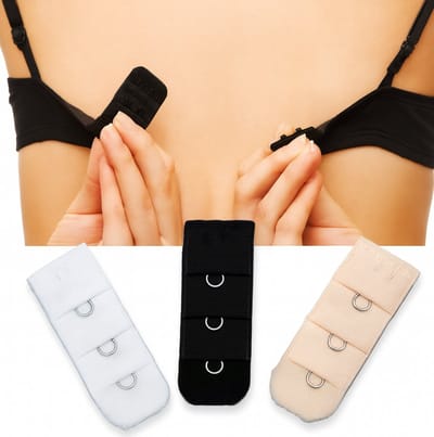 1-Haaks BH Verlengstukjes Set Van 3 I BH Accessoires I Beha Verlenger I Bra Extender I Rechthoekige Haakjes I Zwart, Wit & Beige