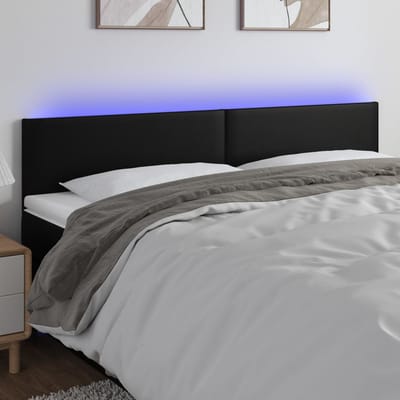 vidaXL - Hoofdbord - LED - 160x5x78/88 - cm - kunstleer - zwart