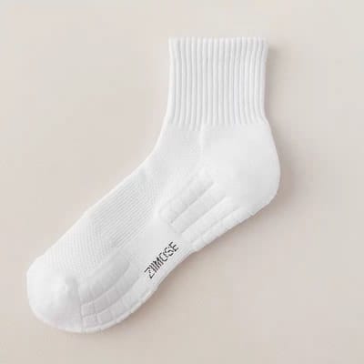 1 paire de chaussettes pour hommes en coton mi-tube blanc noir chaussettes de sport épaisses de basket-ball blanc