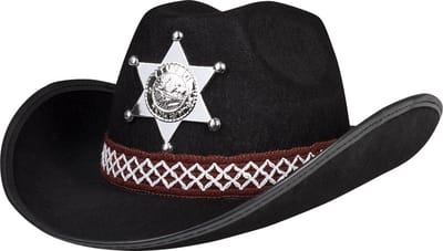 Boland - Hoed kind cowboy Sheriff zwart Zwart - 55 - Kinderen - Jongens en meisjes - Cowboy - Indiaan