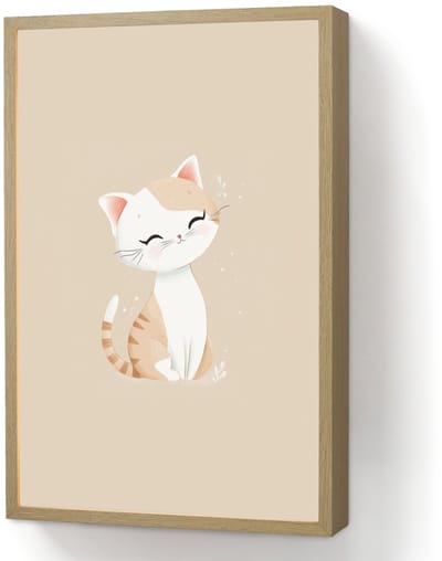 Nachtlampje 40x60 cm - Kinder lamp - Kat - Kitten - Beige - Tafellamp kinderkamer draadloos - Slaapkamer lampje - Bedlamp kinderen - Kinderlampje - Wandlamp babykamer - Nachtlampjes