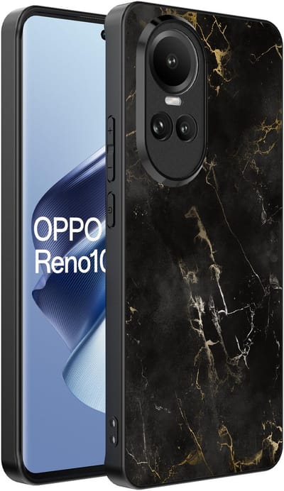 Smartphonica Telefoonhoesje Geschikt voor Oppo Reno 10 / 10 Pro met marmer opdruk - TPU backcover case black marble design - Zwart geschikt voor Oppo Reno 10;Oppo Reno 10 Pro