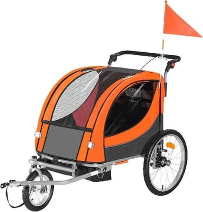 Betaalbare Goederen® Aanhanger Fiets - Fietskar - Fietskar Voor Kinderen - Kinderfietskar - Fiets Aanhanger - Dubbelzits Drager - Opvouwbaar