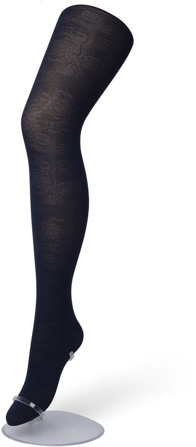 Bonnie Doon Kinder Panty met Kant maat 92/110 XS Donker Blauw - Meisjes Panty - Kanten Bloem Motief - Chique - Feestelijk - Feestdagen - Kids Panty - Zeer Comfortabel - Donkerblauw - Navy - BP203901.102